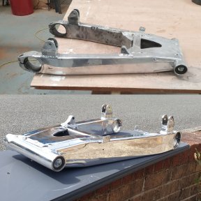 Polished motorbike rear fork
