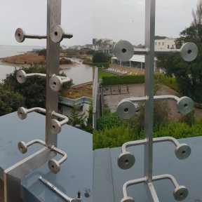 Metal Balcony posts polished on-site in Dorset