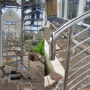 Spiral staircase polished after installation.